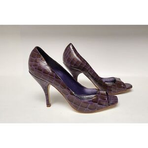 BCBG Girl Ariel Open Peep Toe Purple Patent Leather Stiletto High Heels Size 8B